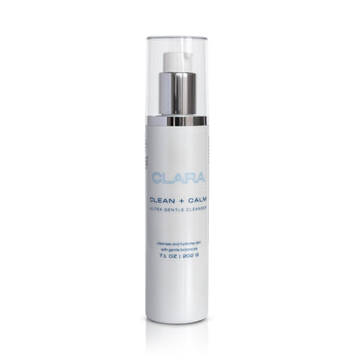Clean + Calm Cleanser: Formulated with a hydrating octapeptide complex and soothing botanicals to condition the skin and leave it clean and soft