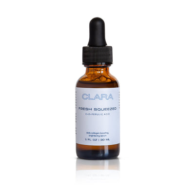 Fresh Squeezed Vitamin C Serum: the powerful combination of vitamin C, vitamin E, and ferulic acid combine to increase collagen synthesis, provide antioxidant protection, and even out skin tone