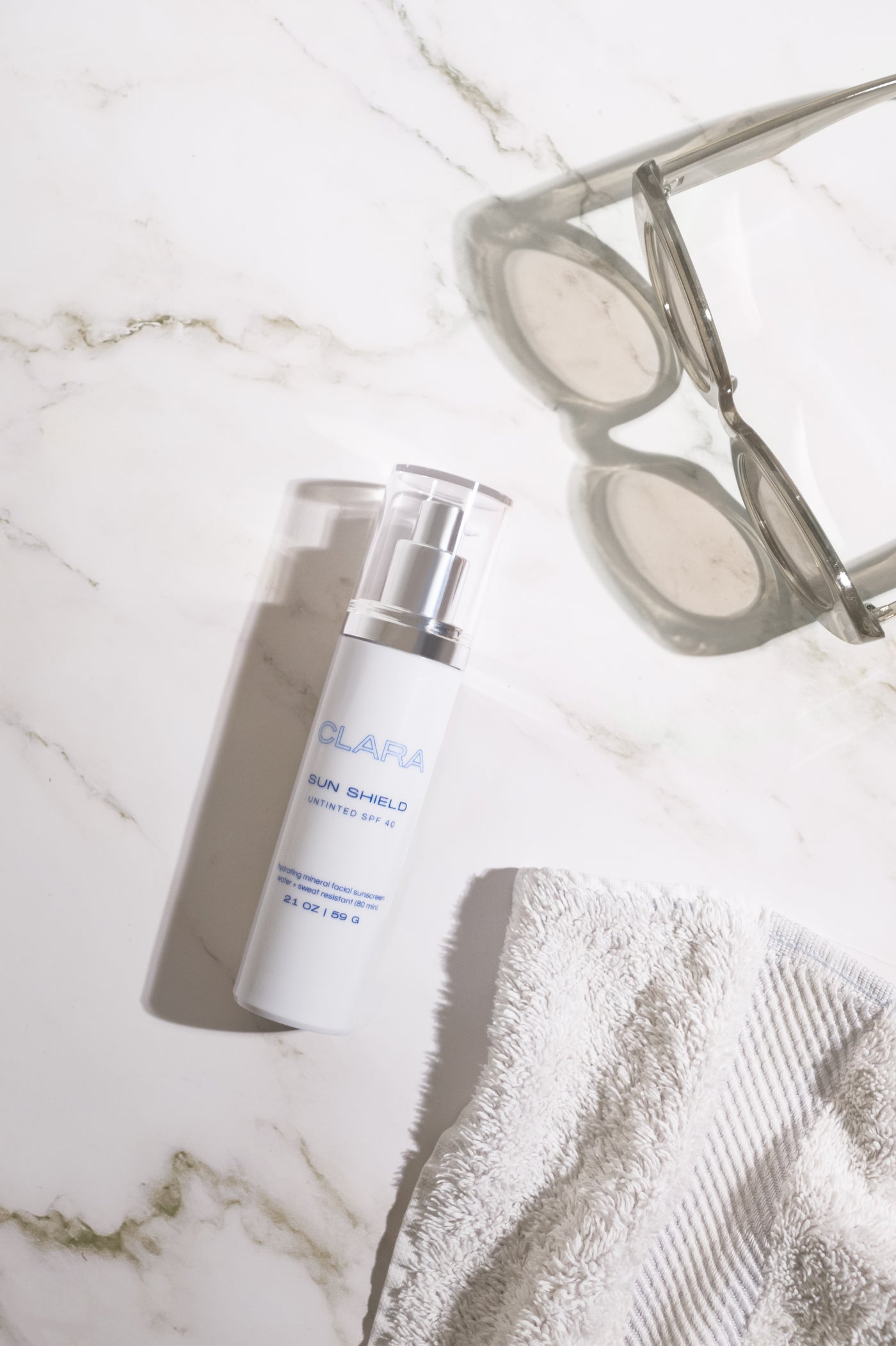 Sun Shield Sunscreen: 100% mineral sunscreen shields skin from UVA and UVB rays with broad-spectrum protection, bioflavenoids and glycoproteins sooth and revitalize the skin and dimethicone creates a silky, smooth finish